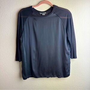 Vince 100% Silk 3/4 Sleeve Shirt Blouse Top Black XSmall minimalist capsule